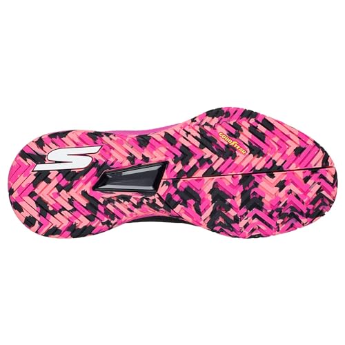 Skechers Women's Viper Court Pro Pickleball Sneaker, Black/Hot Pink, 7.5