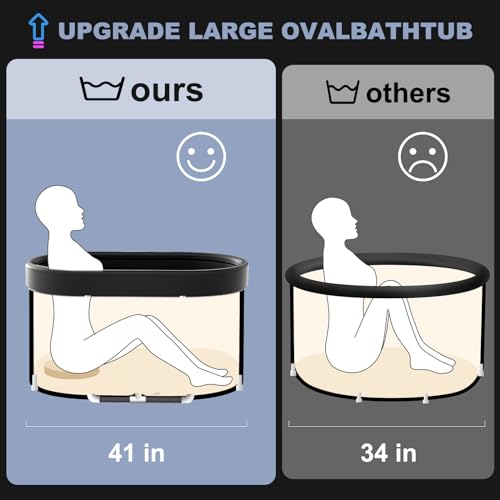 CalmMax Oval Ice Bath Tub with Cover for Athletes XL Portable Cold Plunge Tub - 140 Gal Capacity for Cold Water Therapy Ice Baths at Home Outdoor Gym 41IN