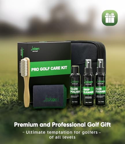 Jiskan Pro Golf Care Kit System Includes Golf Grip Cleaner Club Cleaner Club Polish Club Brush Golf Towel, Essentials Golf Accessories for Men Cool Golf Gifts for Men