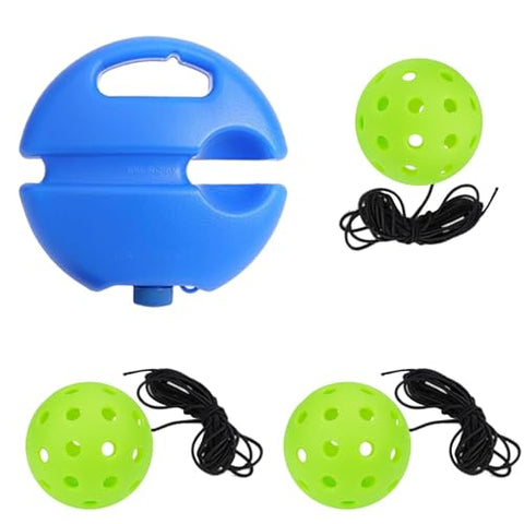 Trasylph Tennis Trainer Rebound Ball with 3 Green Pickleballs, Portable Tennis Self Training Tool, Suitable for Beginners to Seasoned Players, Blue, 20 x 20 x 4 cm (7.87 x 7.87 x 1.57 inches), 1 Count