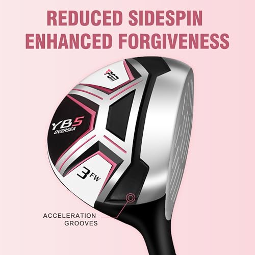 PGM 15 Pieces Women's Complete Golf Club Set – Full Set with 460cc Driver, Fairway Wood, Hybrid, Irons, Putter, Golf Stand Bag - Golf Clubs Women Right Handed - Graphite
