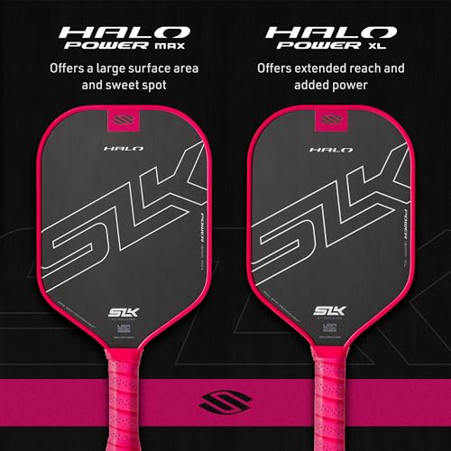 Selkirk Sport SLK Halo Power MAX Pickleball Paddle | Raw Carbon Fiber Pickleball Paddles with a Rev-Core Power Polymer Core | Designed for Ultimate Spin & Consistency | Pink