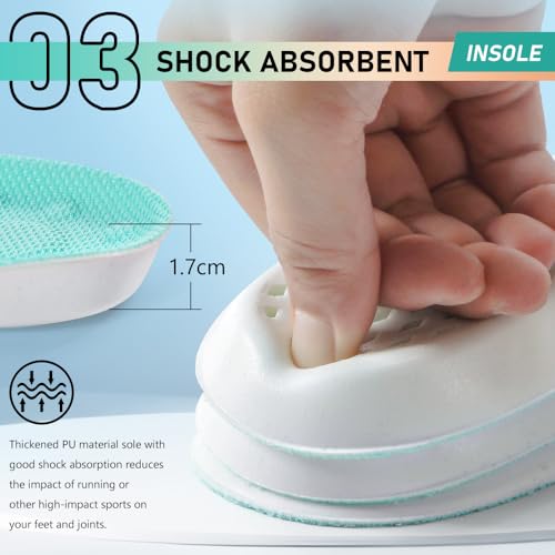 XINIFOOT 3 Pairs Breathable Shock Absorption Sport Shoe Insoles Elastic Soft Running Shoes Pad Replacement Insole for Men&Women Mint Green (S Men 5-6.5 / Women 7-8.5)