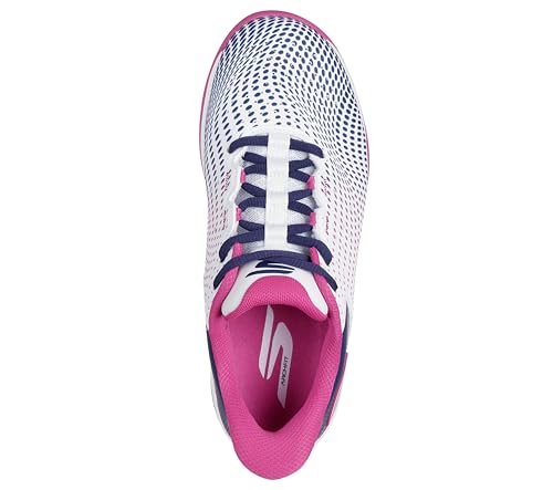 Skechers Women's Viper Court Reload Hands Free Slip-Ins Pickleball Sneaker, White/Navy/Pink, 9.5
