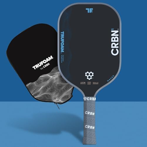 CRBN Pickleball - TruFoam Waves Paddle - Elongated w/Long Handle - Carbon Fiber Pickleball Paddle - 100% Foam Core Designed for Maximum Power, 14mm