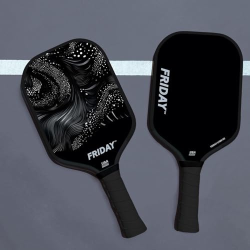 Lightweight Friday Pickleball Paddle, 14mm Thickness, USA Pickleball Approved, Durable Carbon Fiber, Thermoformed Unibody Design, Honeycomb Core (Blackout)