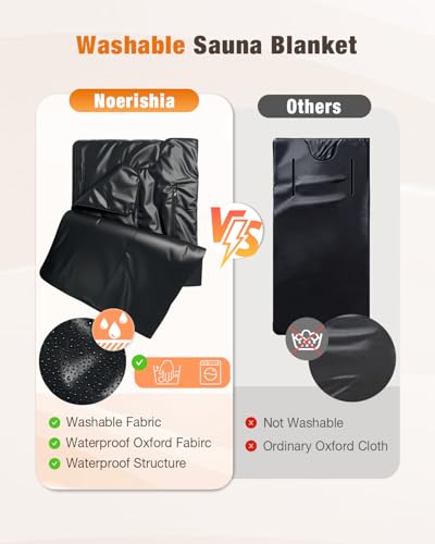 noerishia Portable Infrared Sauna Blanket, Portable Design, Relaxation and Detox Washable & Foldable with Carrying Bag and Remote Control, 88-158℉, 10-60 Minutes Timer, (6 x 2.62) FT