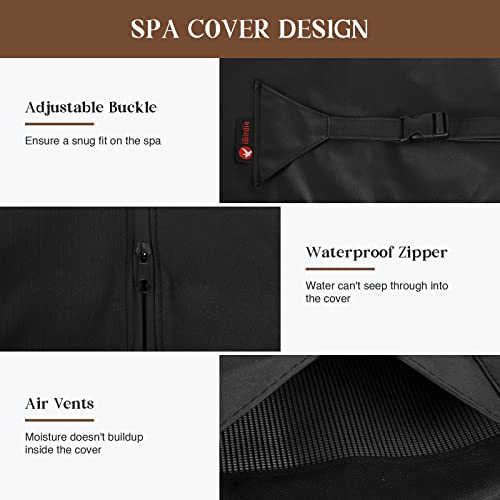 iBirdie Outdoor Waterproof and Weatherproof Hot Tub Cover 85 x 85 inch fit 84 x 84 or 83 x 83 or 82 x 82 or 7 ft x 7 ft Square SPA 600D Heavy Duty Protectors Protective Cover Cap