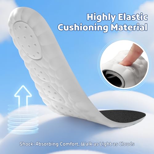 StepTastic Insoles for Men and Women, 4D Cloud Shoe Inserts for Pain Relief, Trimmable Memory Foam Insoles for Long Standing & Hiking, Cushioning Insoles to Enhance Comfort (Black, M 5-6.5/W 7-8.5)