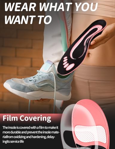 Arch Support Shoe Inserts: Plantar Fasciitis Relief for Women – Shock Absorbing Orthotic Insoles– Comfort for High Arches & Flat Feet(1 Pairs-S-Pink)