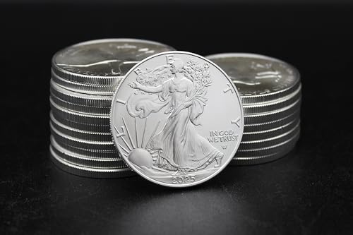 2025 - Lot of (5) 1 oz American Silver Eagle Coins Brilliant Uncirculated with Certificates of Authenticity $1 Seller BU