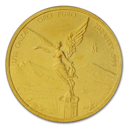 2024-1/10 oz Mexican Gold Libertad Coin Brilliant Uncirculated with Certificate of Autenticity - Moneda de Oro Puro 1/10 Onza Seller BU