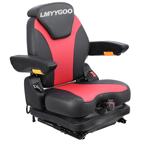 Universal Lawn Mover Seat, Zero Turn Mower Suspension Seat,Highback Low Suspension Forklift Seat with Adjustable Headrest,Adjustable Armrests Shock Absorber Heavy Duty Seat