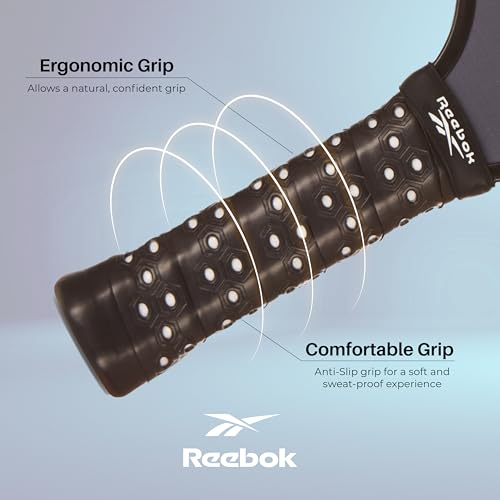 Reebok - Pickleball Set for 2 Players, Carbon Fiber Paddles, Spin Control, Durable Polypropylene Core, Precision, Ideal for Sports and Enthusiasts