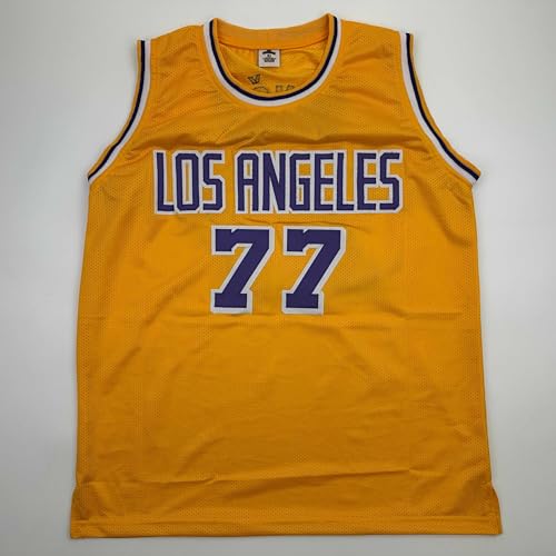 Facsimile Autographed Luka Doncic Los Angeles LA Yellow Reprint Laser Auto Basketball Jersey Size Men's XL