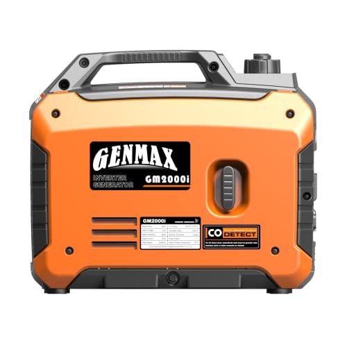 GENMAX Portable Generator, 2000W Ultra Quiet Gas Engine, EPA Compliant, Eco Mode Function, Ultra Light, Suitable for Backup Home and Camping(GM2000i)