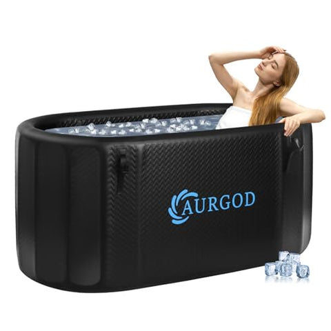 AURGOD 238Gallon Inflatable Cold Plunge Tub for Recover, Upgraded Thickened 2 Person Ice Bath Tub, Bathtub Adult, Insulated Lid, Pump, Strong Handbag