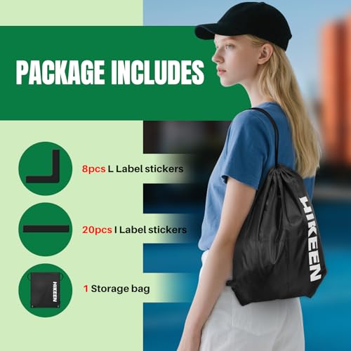 Hikeen Court Lines Marker Kit Black Anti-Slip and Wind-Resistant Throw Down Markers 28pcs,Pickleball Net Court for Outdoor Indoor Court