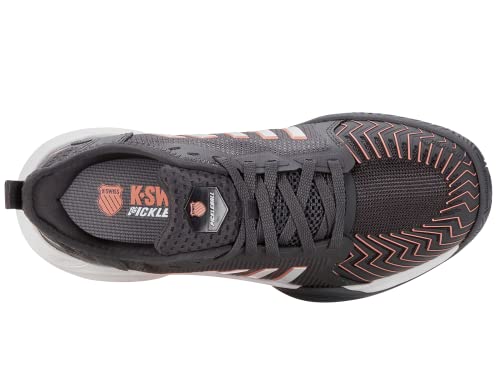 K-Swiss Women's Pickleball Supreme Shoe, Asphalt/White/Peach Amber, 7.5 M