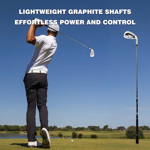 PGM 7 Piece Men’s Golf Iron Set for Right Handed, Forgiving Design Sets with Graphite Shaft and Easy Control Grip Include Golf Club Iron 5 to 9 PW SW