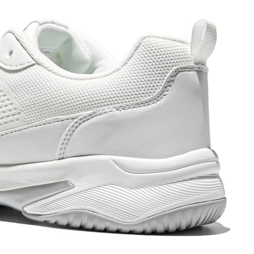 SoleEase Men's Tennis Shoes, Lightweight Breathable Non-Slip Athletic Sneakers for Men & Women Playing Pickleball Table Tennis & Badminton(803White,42)
