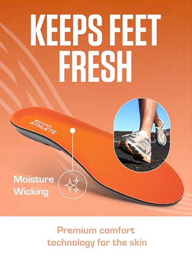 SOFSOLE ATHLETE Performance Men's Insoles - PU Foam & Gel Inserts - Heel-to-Toe Cushioning, Support, & Moisture Control, - Lightweight Comfort & Stability - Ideal for Runners, Walkers, Athletes
