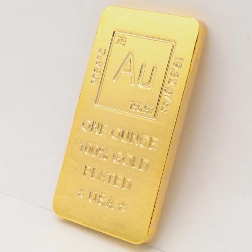 1 oz Gold Plated Bar (Flat Style) 18K Paperweight - Element Design with Certificate of Authenticity