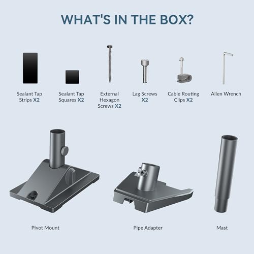 Starlink Gen 3 Mount Kit, Heavy-Duty Aluminum Roof/Wall Mount Accessories for Starlink V3, 5.5"x8.8" Stable Base, 90° Tool-Free Tilt, Insulation Guard, Satellite Dish Mounting Kit Pole & Pipe Adapter