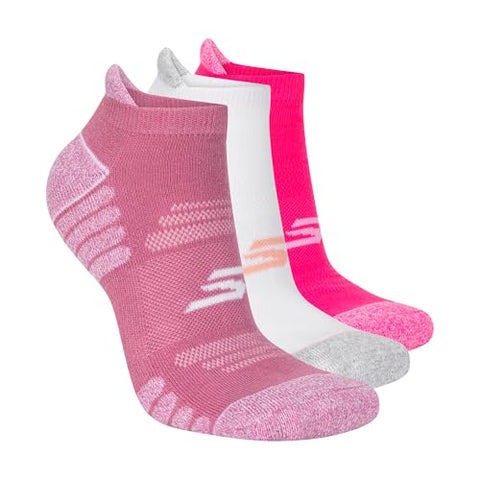 Skechers Women's 3-Pack Pickleball Low Cut Socks, Purple/Pink, 9-11