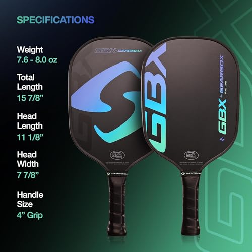 Gearbox GBX 2 Paddle Kit - Quad 12mm Pickleball Paddle – Fiberglass Face, Textured Surface, PU Molded Handle – Lightweight, Forgiving, High Spin Control – Ideal for Beginner & Intermediate Players