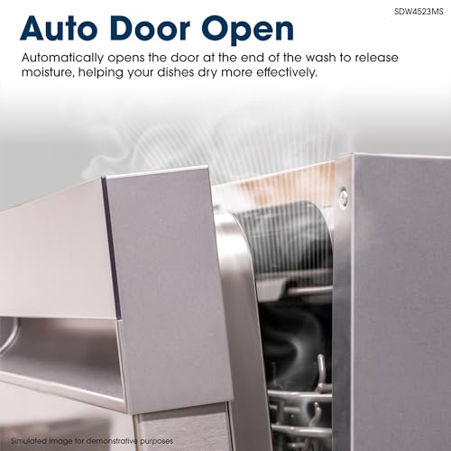 Sharp SDW4523MS 18-Inch Built-In Dishwasher, Stainless Steel, 47 dB, Third Rack, 8 Place Settings, 6 Wash Cycles