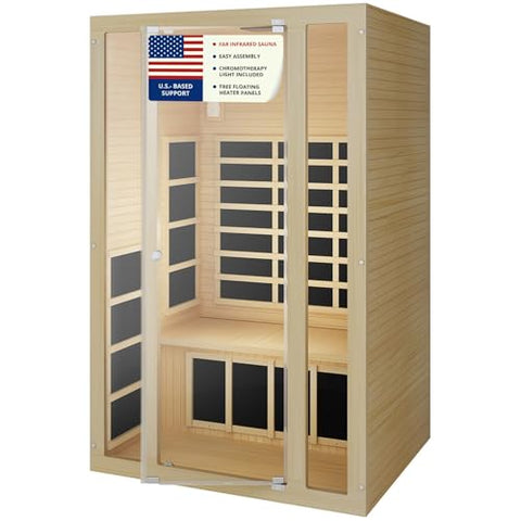 JNH Lifestyles Ensi+ 2-Person Home Infrared Sauna with Color & Red Light Therapy, Ultra-Low EMF - Indoor Personal Luxury Spa for House and Gym