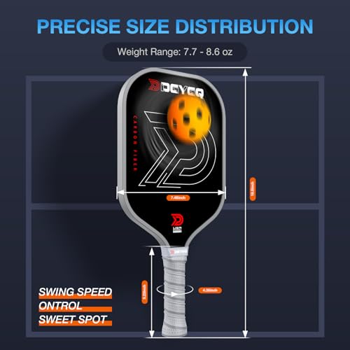 DGYGQ Pickleball Paddles - Professional Carbon Fiber Paddle with Honeycomb Core Pickleball Rackets - Lightweight Precision & Enhanced Shock Absorption for High Spin & Powerful Shots (Grey)