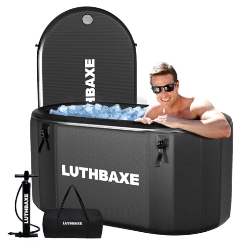 Cold Plunge | Upgraded 218 Gallon Inflatable Ice Freestanding Bathtub with 5 Layers Durable Design | Portable Cold Water Bath for Athletes' Recovery | Ice Bath for Outdoor and Camping | Black