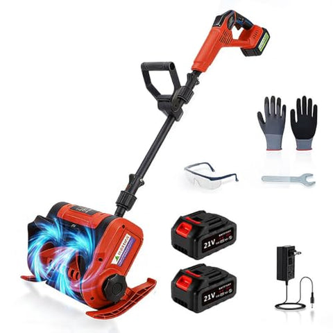 Red Electric Snow Shovel, 12" Snow Blower Cordless 21V 3000mAh Batteries, 19.7FT Throw Distance, Lightweight 14lb, Battery Snow Blower for Driveway Patio Steps Sidewalk, Snow Machines for Outdoors