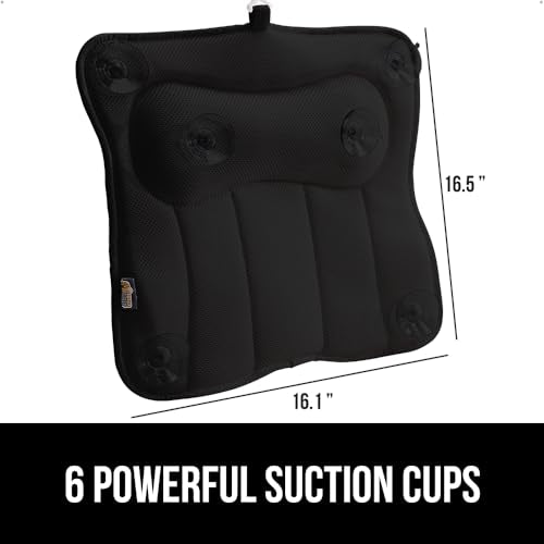 GORILLA GRIP Bath Pillow for Tub with Powerful Suction Cups, Headrest Pillows for Neck and Back Support, Machine Wash, Bathtub and Hot Tub Accessories, Relaxing Spa Gift Essentials for Women, Black