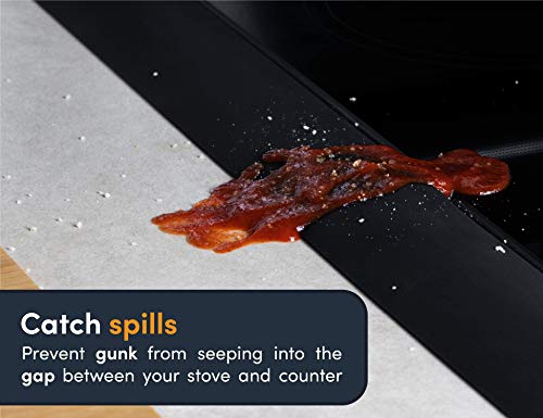 Linda’s Essentials Silicone Stove Gap Covers (2 Pack), Heat Resistant Oven Gap Filler Seals Gaps Between Stovetop and Counter, Easy to Clean Stove Gap Guard (25 Inches, Black)