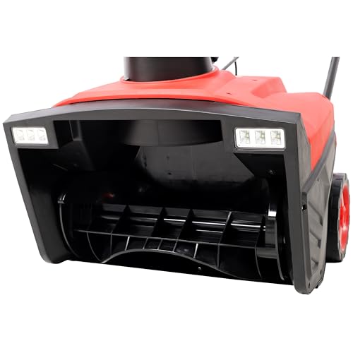 Electric Snow Blower, 20 inch 15A Corded Snow Thrower with Dual LED Headlights & 180° Rotating Chute, 30FT Throwing Distance, 10" Depth WidthClearing, Walk-Behind Snowblower for Driveway Sidewalk, Red