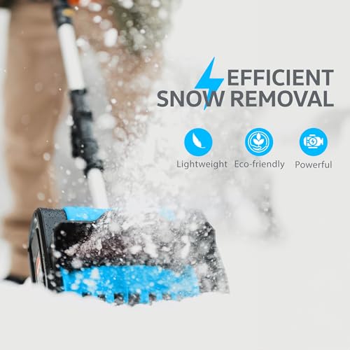 AlphaWorks Cordless Snow Shovel, 20V 2Ah DC Electric Snow Thrower - Removable Battery, Lightweight Design, 10"x5" Clearing Path, 25 ft Throwing Distance, 300 lbs/Min Capacity (2024)