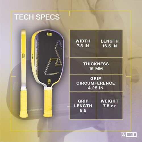 JOOLA Agassi Heat Vision 16mm Pickleball Paddle - New Shape w/Extended Sweet Spot - Textured Carbon Fiber Surface for Spin - SK Film for Less Vibration - USAP Approved - NFC Chip Enabled