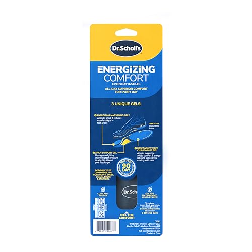 Dr. Scholl’s Energizing Comfort Women’s Everyday Insoles with Massaging Gel - Clinically Proven, All-Day Energy and Comfort Inserts, Patented Triple Gel Design, Shock Absorbing, Arch Support: 2 Pairs
