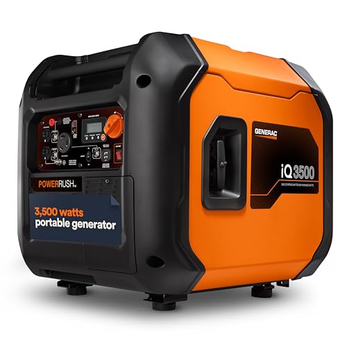 Generac 3,500-Watt Gas Powered Portable Inverter Generator - Electric Start - Lightweight Enclosure - Ultra-Quiet Operation - Produces Clean, Stable Power - Great for Home Backup, Camping, and RV Use