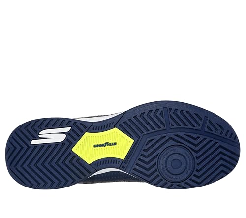 Skechers Men's Viper Court Reload Hands Free Slip-Ins Pickleball Sneaker, Navy/Yellow, 10 X-Wide