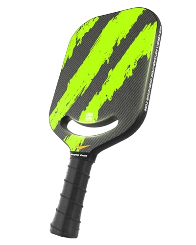 Warping Point Ascent Pickleball Paddles | Carbon Fiber Pickleball Racket with Aero Throat | Textured Grit Surface | 16mm Hexa Polymer Core | USAPA Approved | Designed for Control & Spin | Green