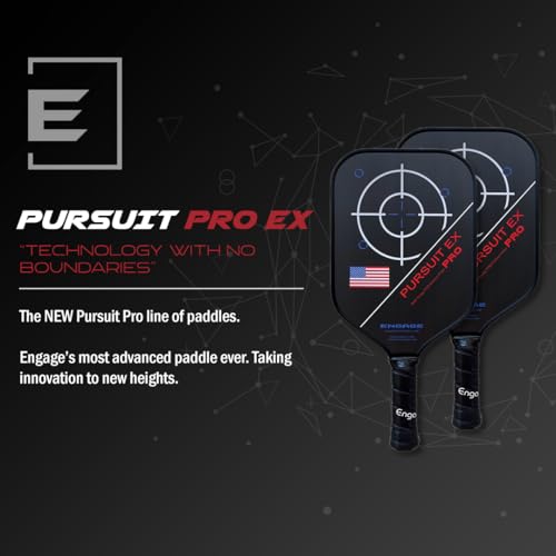 Engage Pursuit Pro EX Pickleball Paddle – Widebody Shape, Carbon Fiber Face, 13mm Control Pro “Black” Core (Red White Blue, Standard (7.9-8.3oz))