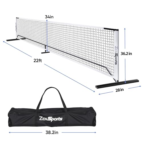 ZENY Portable Pickleball Net Set System with Court Marker Kit, Metal Frame Stand and Regulation Size Net 22 FT Including Carrying Bag Indoor Outdoor Game