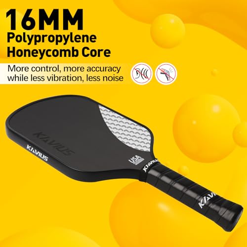 KAVIUS T700 Carbon Fiber Pickleball Paddle Honeycomb Core 16mm Pickleball Paddle Pro Pickle Ball Paddles Advanced Players with Cover USAPA Approved Pickle Ball Rackets Long Handled