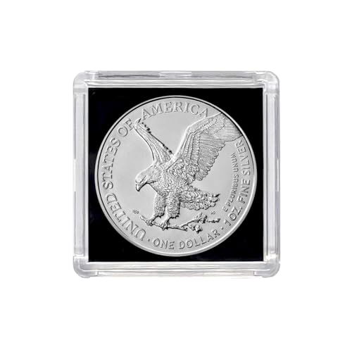 2025 American Silver Eagle .999 Fine Silver with Black Background Snap Tight Square Holder Dollar Uncirculated US Mint