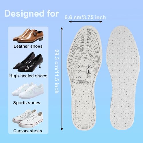 6 Pairs Unisex Breathable Shoe Insoles Inserts Double Layer Latex Foam Perforated Insole Cushioning Walking Comfort Replaceable Insoles for Men 5-11 Woman 2-8(Black, White, Brown)
