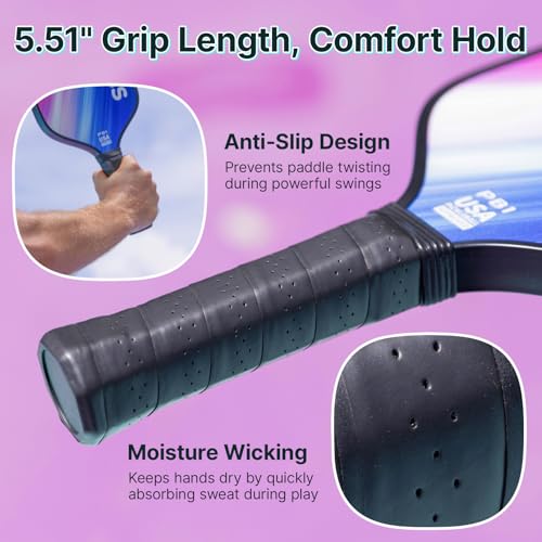 Golabs PB1 Pickleball Paddles Set of 2, Durable Fiberglass Surface& 16mm STR-Core Power Polymer Core, USAPA Approved, 8oz Lightweight & Comfort Anti-Slip Elongated Grip for Increased Power and Spin